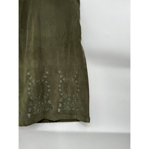 Mary McFadden Dress Women Medium Green Floral Embroidered VTG Western Boho Chic - Picture 4 of 10